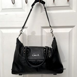 Authentic Coach “Ashley” black leather medium-sized satchel/shoulder bag,